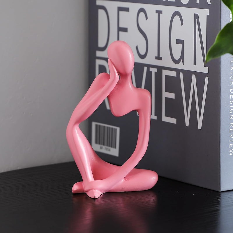 BrownLove 3pcs Pink Human Body Abstract Art Decoration, Modern Art Resin Statue Room Office Shelf Bookcase Decoration - Image 4